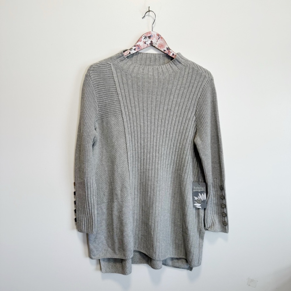 NWT HABITAT Gray Knit Mock Neck Sweater Tunic New Women’s M Medium